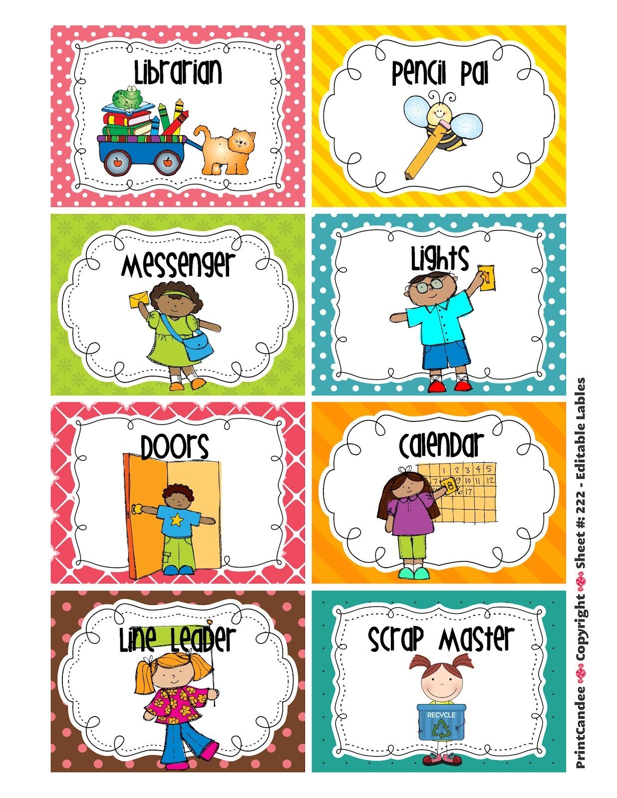 Cleaning Classroom Clipart | Classroom Job Chart | Classroom Helpers - Preschool Classroom Helper Labels Free Printable