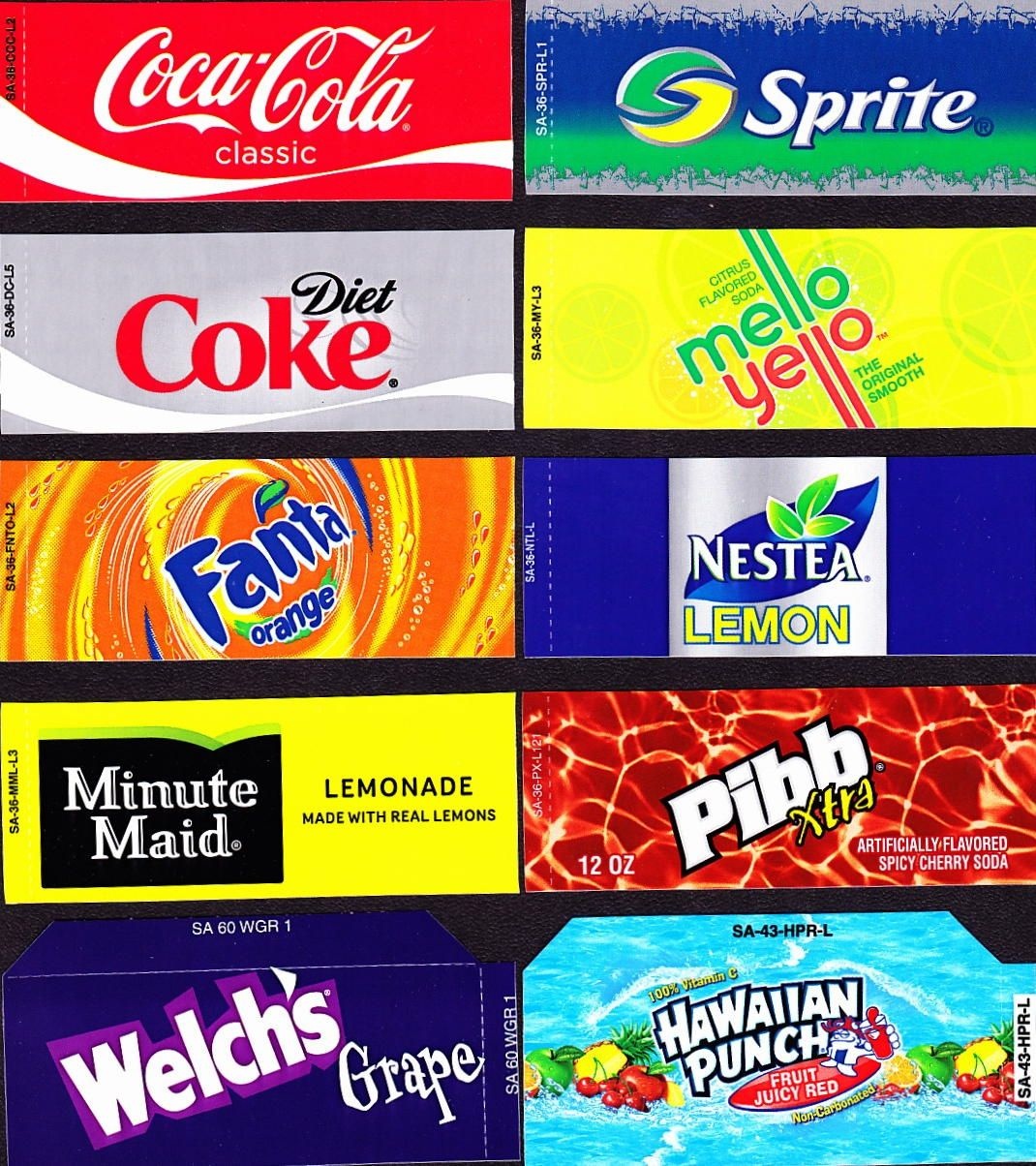 Coke Machine Labels | 10 Coke Mixed Set Small Flavor Labels Soda - Free Printable Pop Machine Labels
