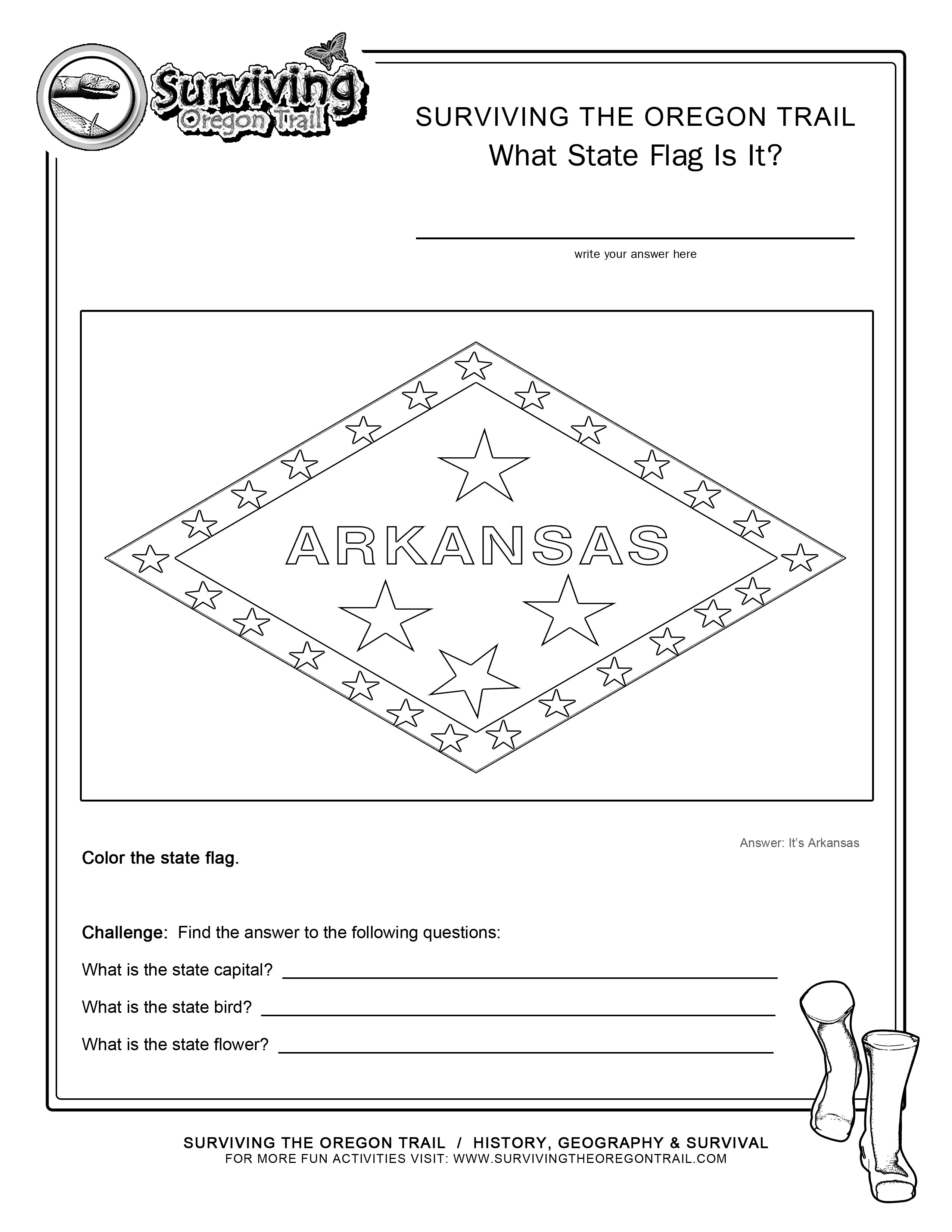 Coloring Page State Flag Arkansas Printable Worksheet – Surviving - Free Printable Arkansas History Worksheets