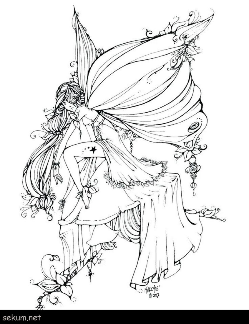 Coloring Pages Ideas: Coloring Pages Ideas Dark Gothic Fairy For - Free Printable Coloring Pages Fairies Adults