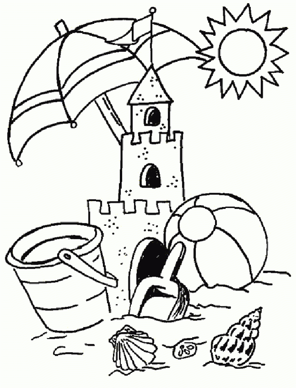 Coloring-Pages-Of-Summer-Holiday-Sand-Castle-Printable-Summer - Free Printable Summer Coloring Pages