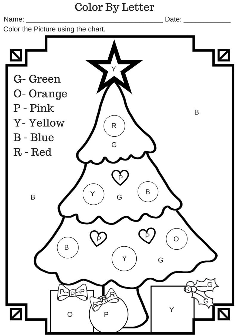 Colorletter Christmas Tree Free Printable Worksheet | Activities - Christmas Fun Worksheets Printable Free