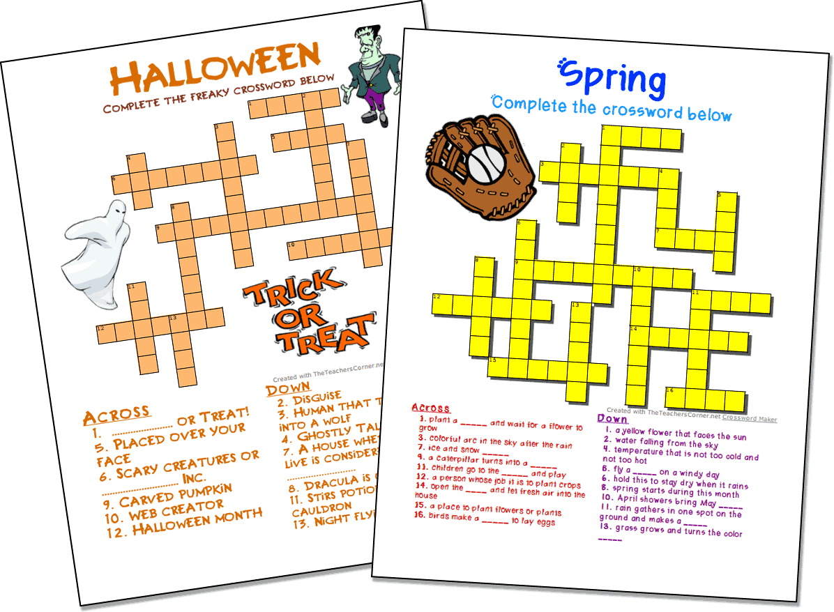 printable make your own crosswords