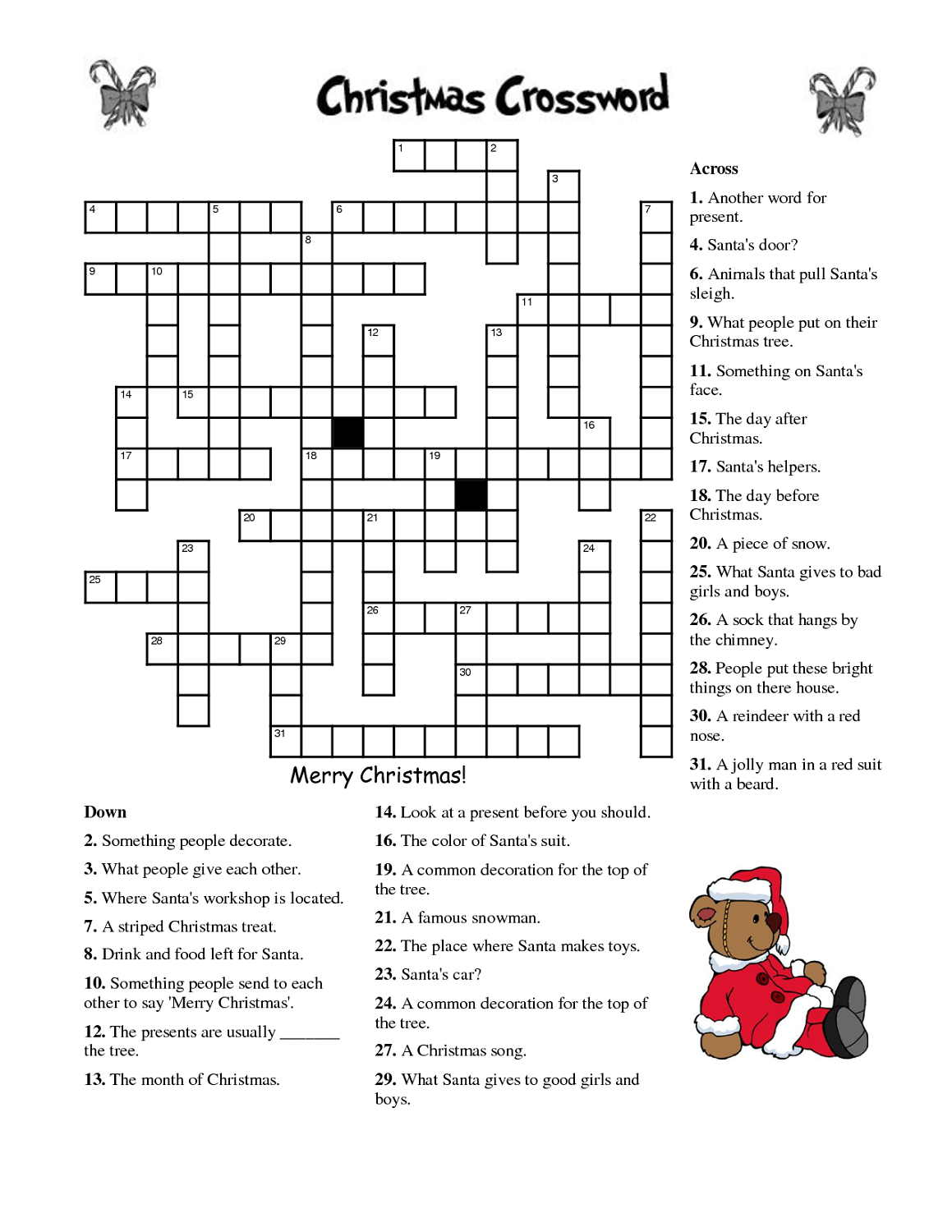 Crosswords For Kids Christmas | K5 Worksheets | Christmas Activity - Free Printable Christmas Crossword Puzzles For Adults