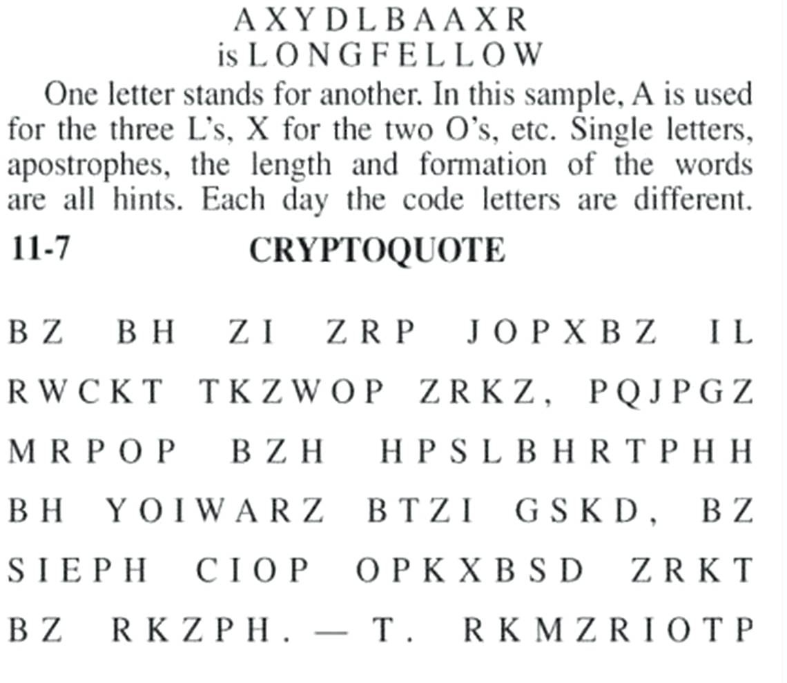 daily cryptoquote puzzle