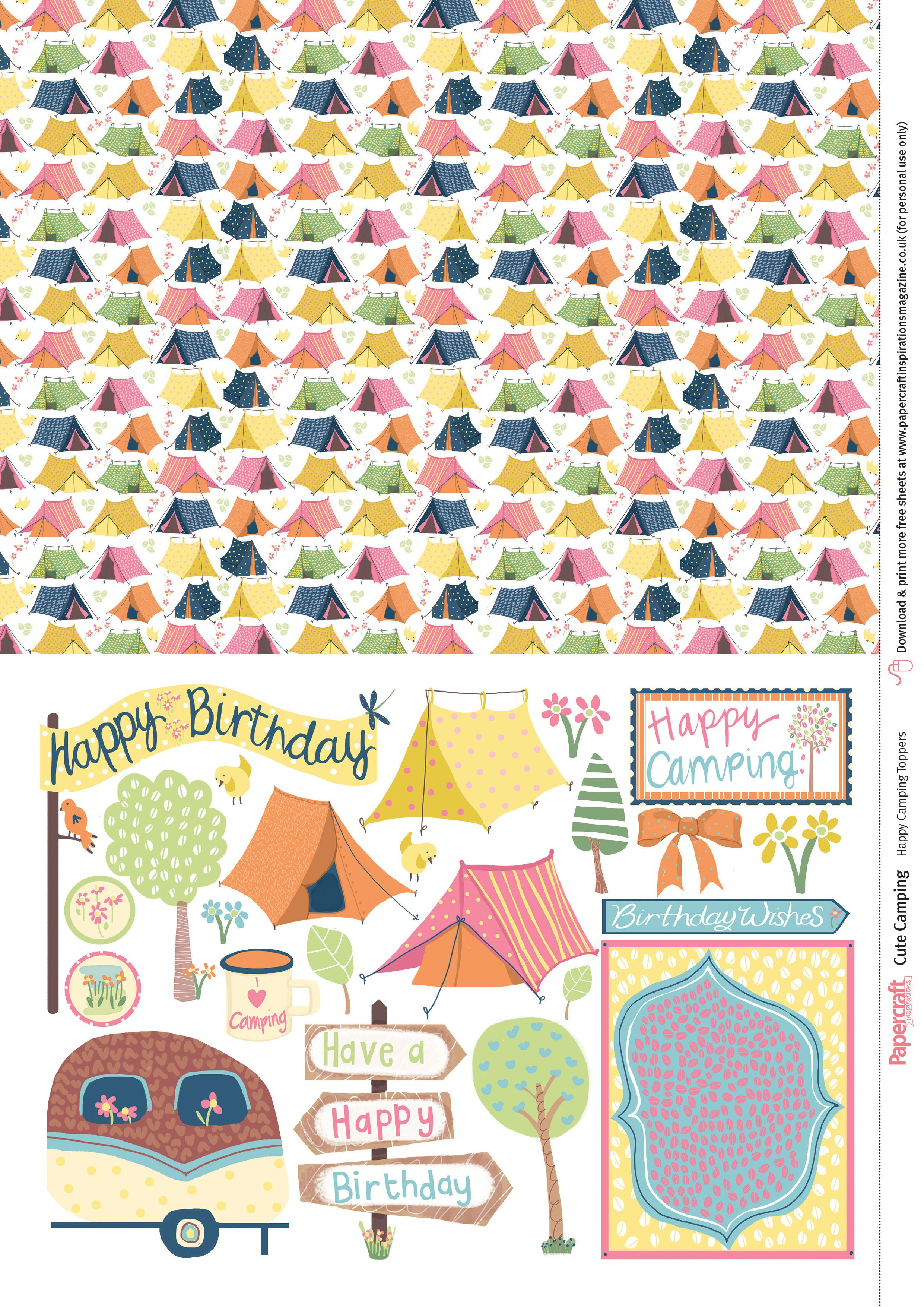 Cute Camping Free Digital Papers | Art | Printable Scrapbook Paper - Free Printable Pattern Paper Sheets