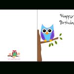 Cute Owl Sitting On A Branch Happy Birthday Card | Favorite   Free Printable Birthday Cards For Her