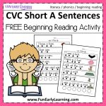 Cvc Short A Sentences   Beginning Reading And Phonemic Awareness   Free Phonics Readers Printable