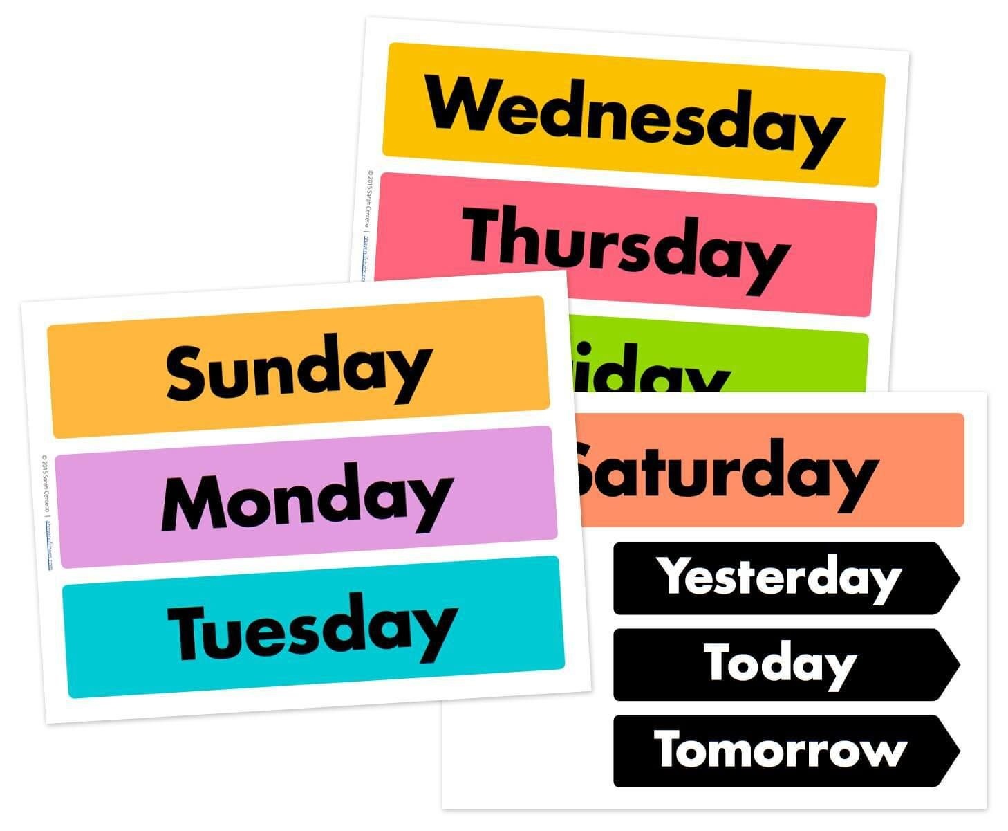Days Of The Week Printable Free | Free Calendar Cards And Monthly - Free Printable Days Of The Week