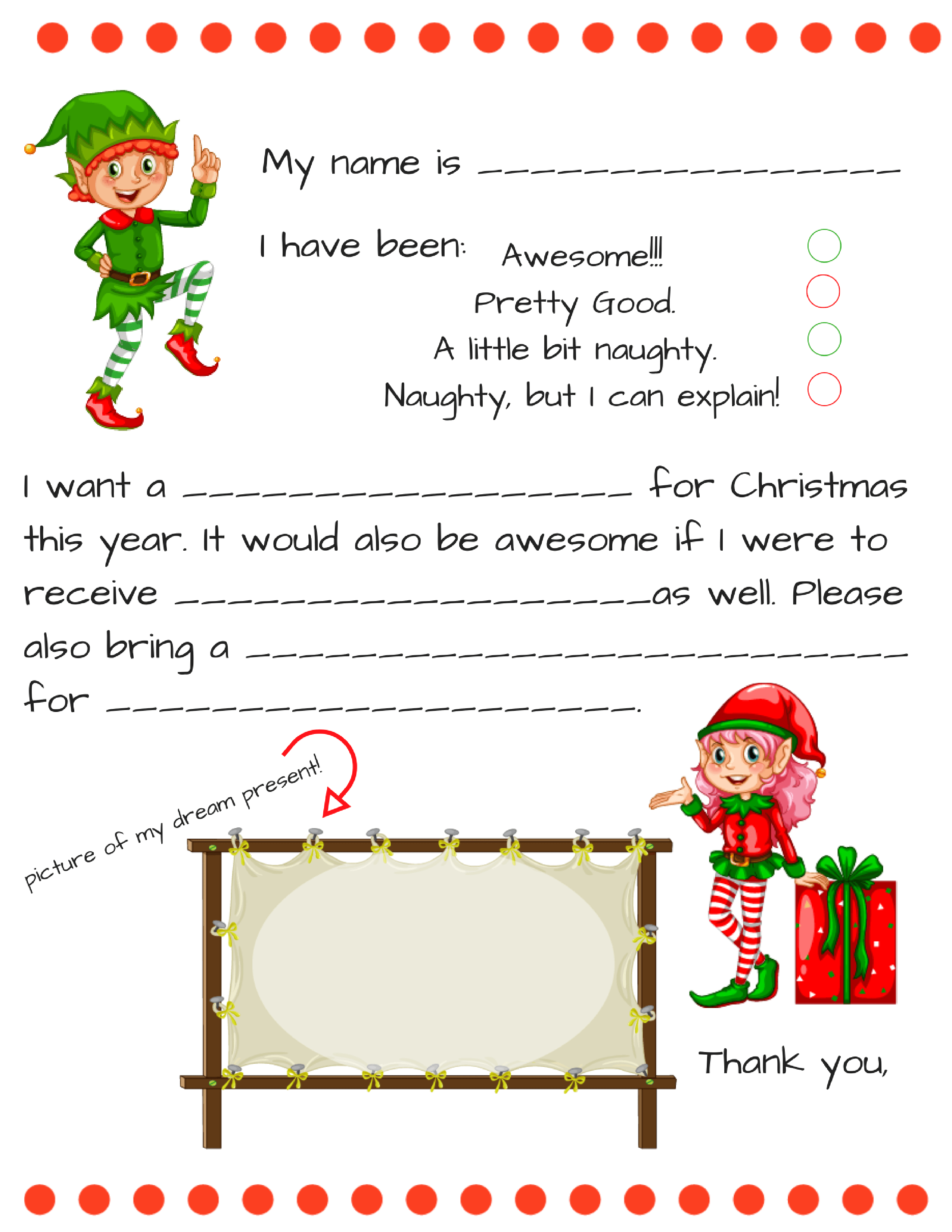 Dear Santa Fill In Letter Template - - Free Printable Christmas Letters
