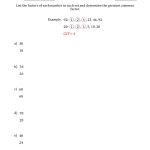 Determining Greatest Common Factors Of Sets Of Two Numbers From 4 To   Free Printable Greatest Common Factor Worksheets