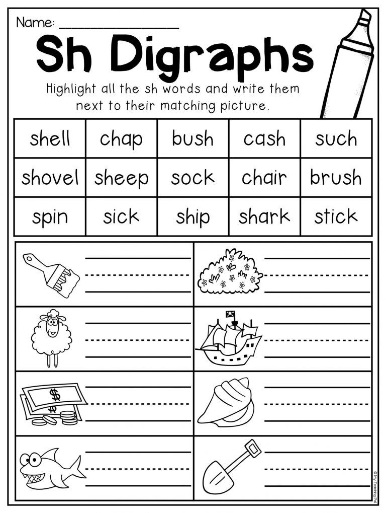 Digraph Worksheet Packet Ch Sh Th Wh Ph Esl Digraphs Sh