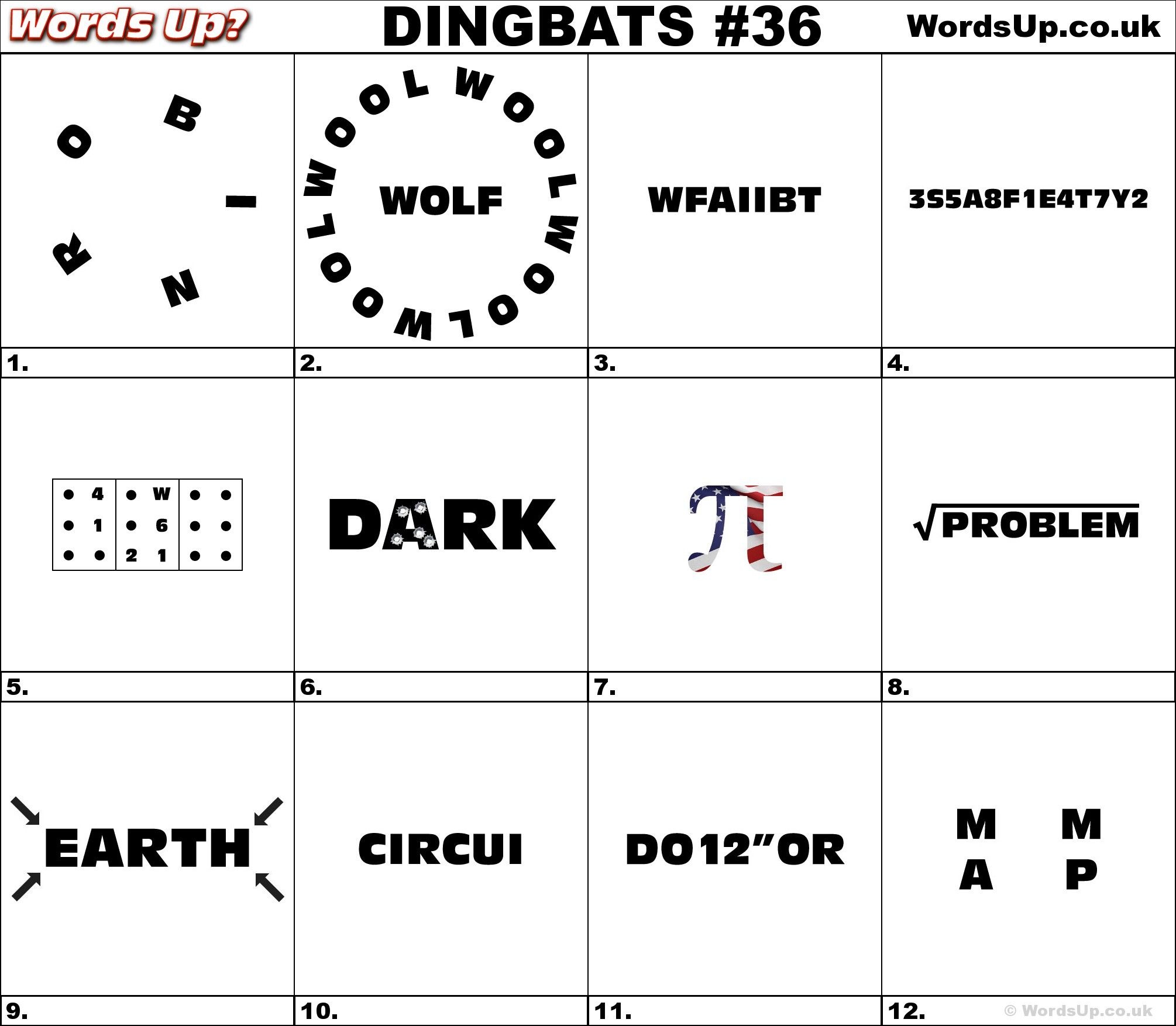 Dingbat &amp; Whatzit Rebus Puzzles #dingbats #whatzits #rebus #puzzle - Free Printable Dingbats Puzzles