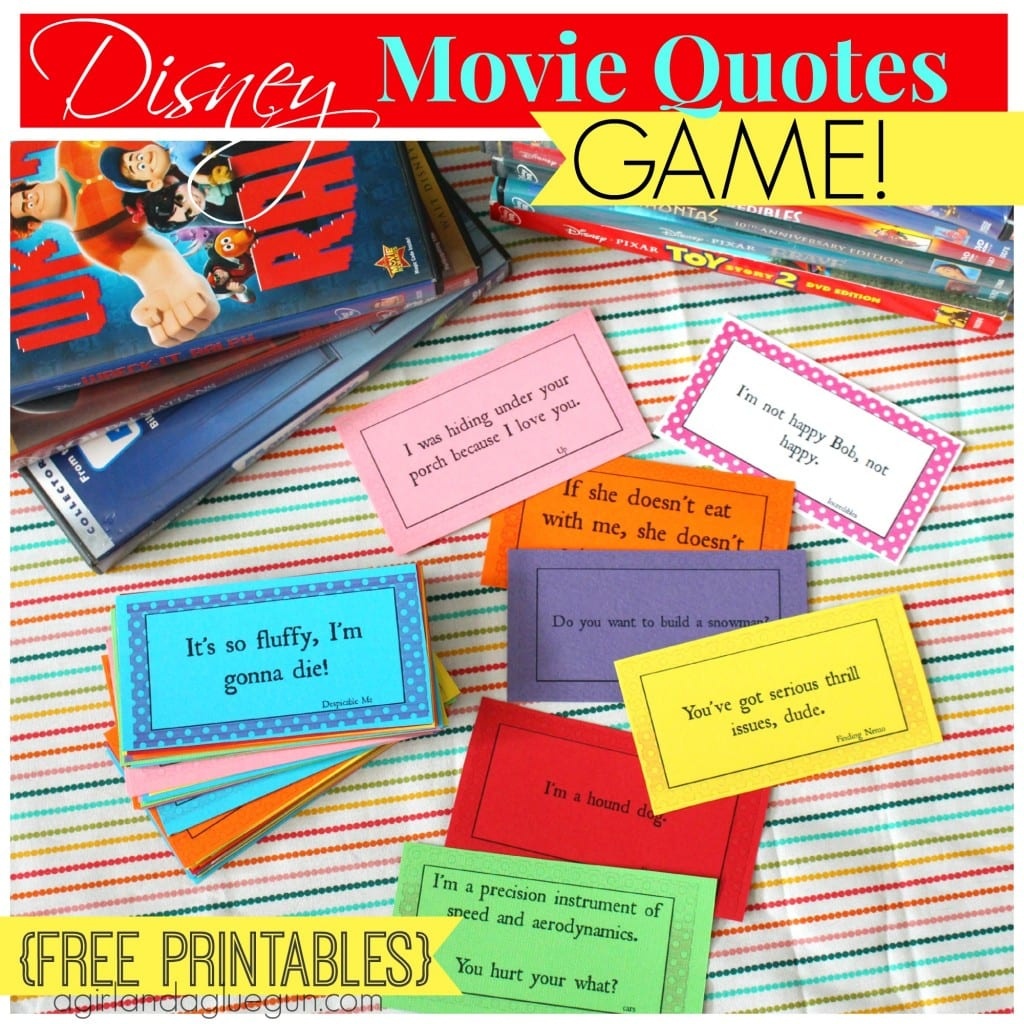 Disney Movie Quotes Game With Free Printables! - A Girl And A Glue Gun - Free Printable Recovery Games