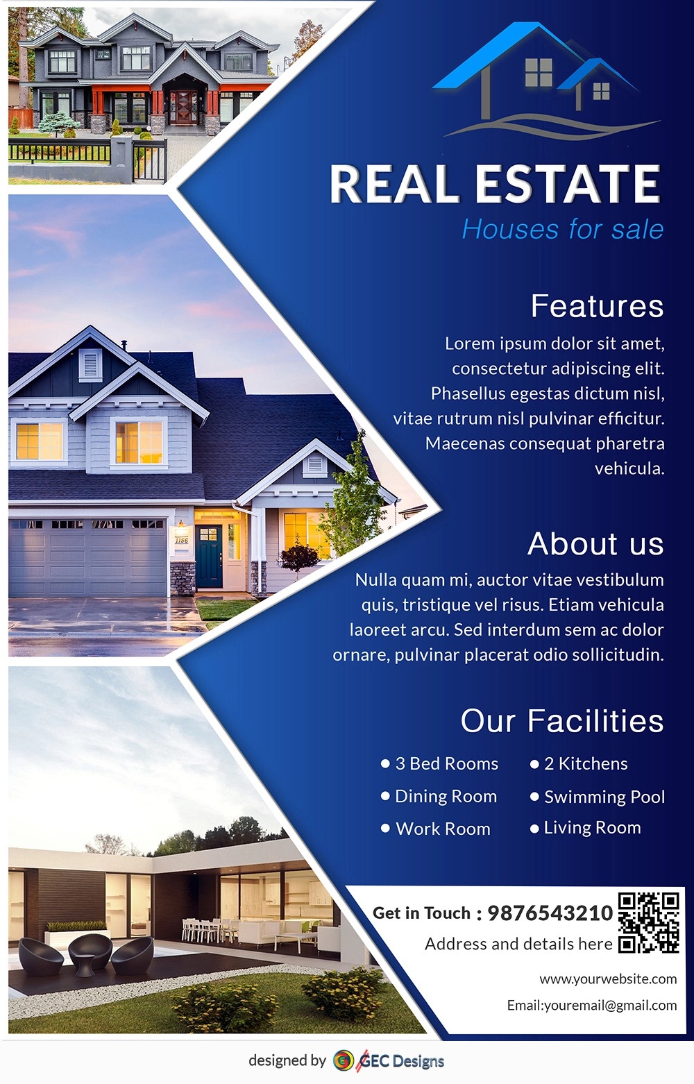 Download Free House For Sale Real Estate Flyer Design Templates - Free Printable Real Estate Flyer Templates