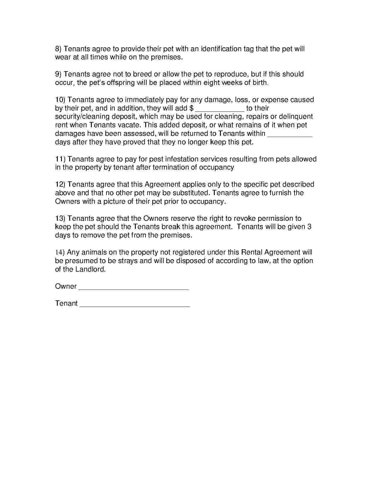 Download Pet Addendum To A Lease Agreement Style 2 Template For Free - Free Printable Pet Addendum