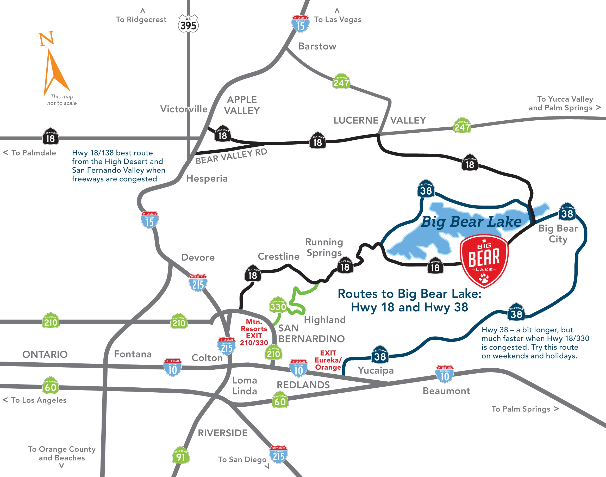 Driving Directions Into Big Bear Lake (4 Unique Routes) - Free Printable Driving Directions