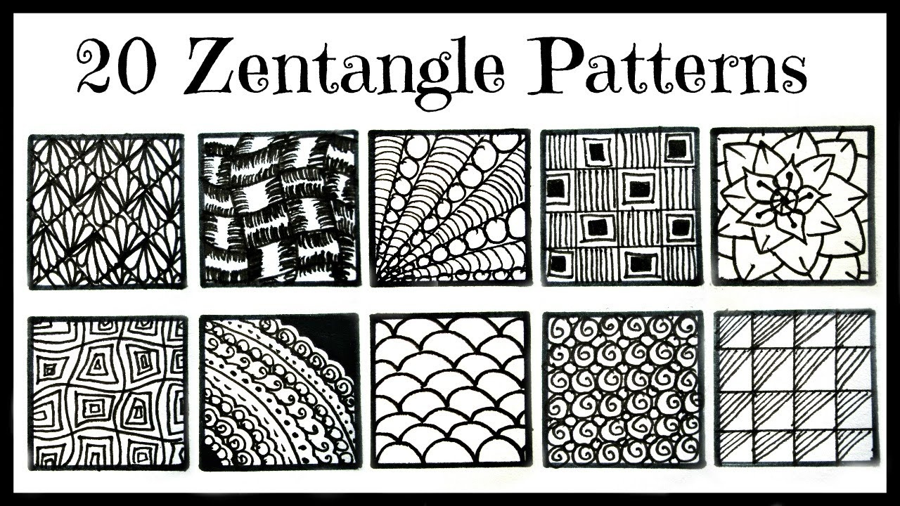 Easy 20 Zentangle Patterns For Beginners Youtube Free Printable
