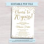Editable 70Th Birthday Party Invitation Template Cheers To 70 | Etsy   Free Printable 70Th Birthday Party Invitations