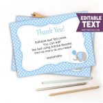 Editable Printable Blue Elephant Thank You Cards, Text, Baby Shower   Free Printable Baby Shower Thank You Cards