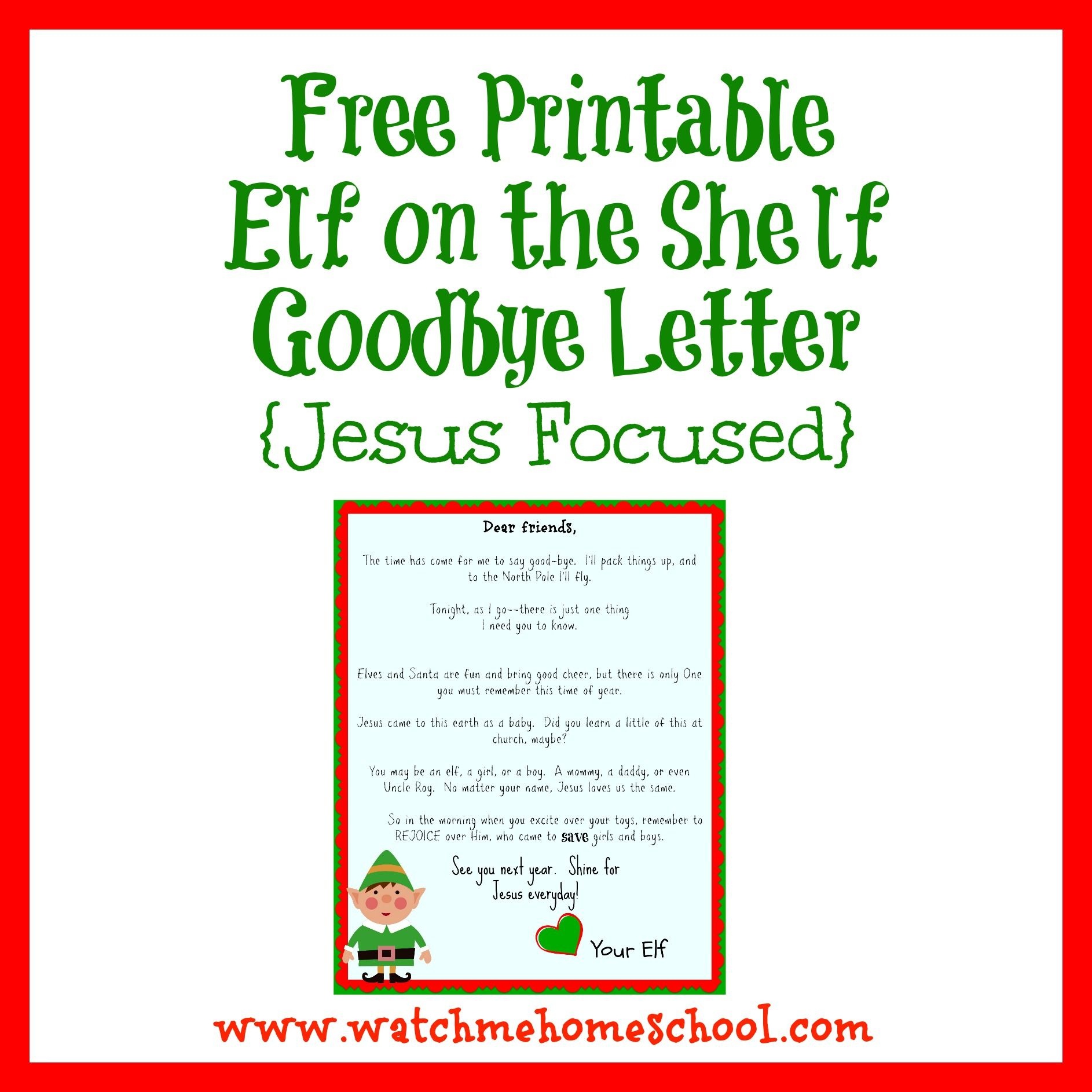 Elf On The Shelf Farewell Letter Printable | Elf On The Shelf | Elf - Elf On The Shelf Goodbye Letter Free Printable