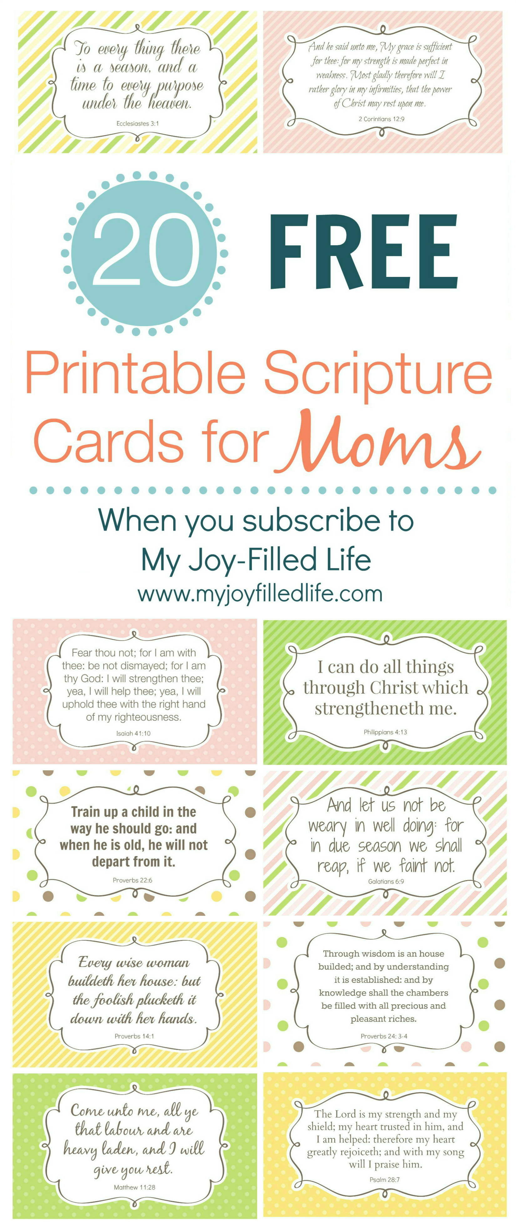 Encouragement For Moms - Free Printable Scripture Cards - Free Printable Inspirational Bible Verses