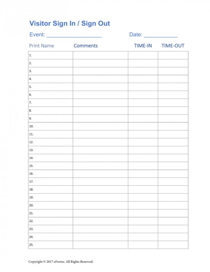 Free Printable Sign In Sheet
