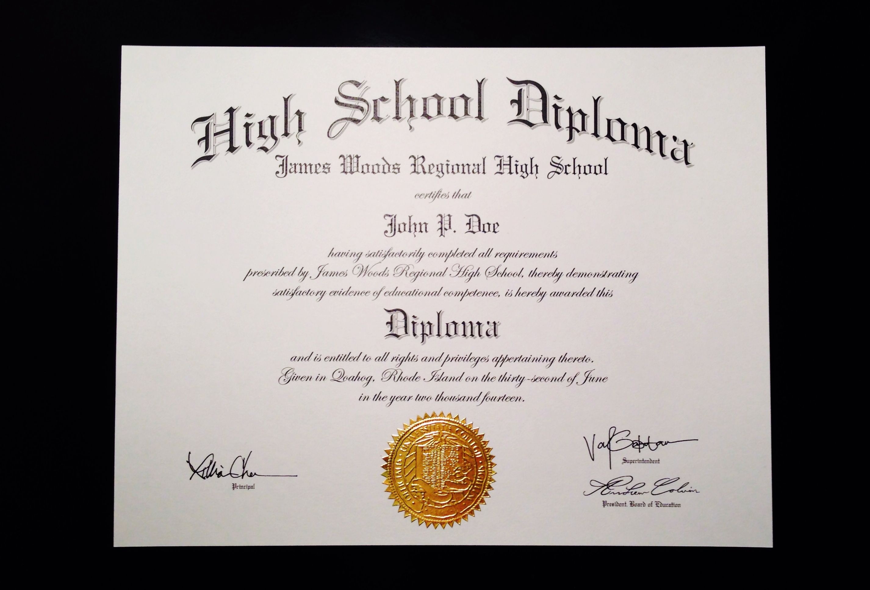 Fake+High+School+Diploma+Template | Jeffrey D Brammer | Fake High - Printable Fake Ged Certificate For Free
