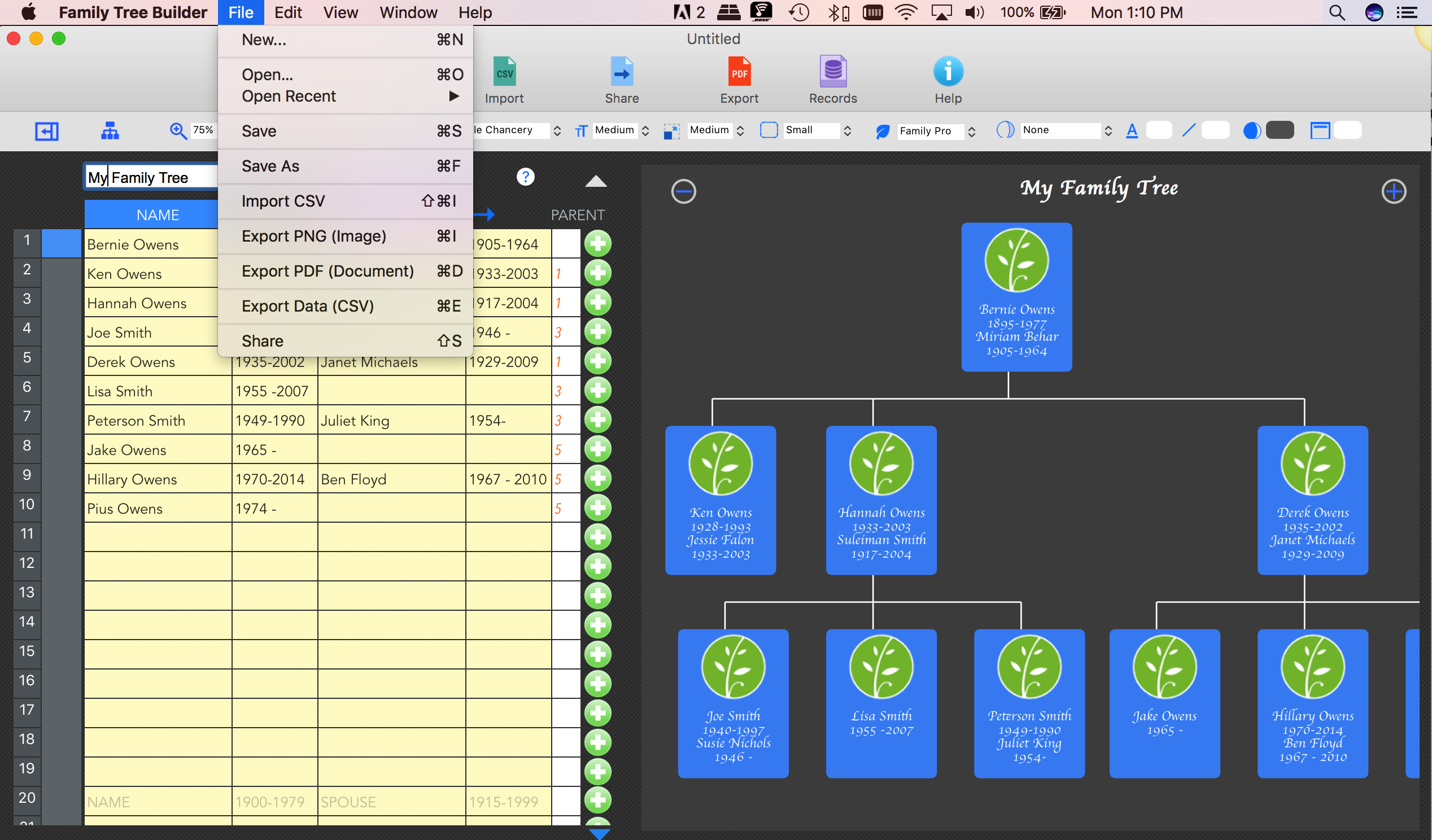 family tree builder help