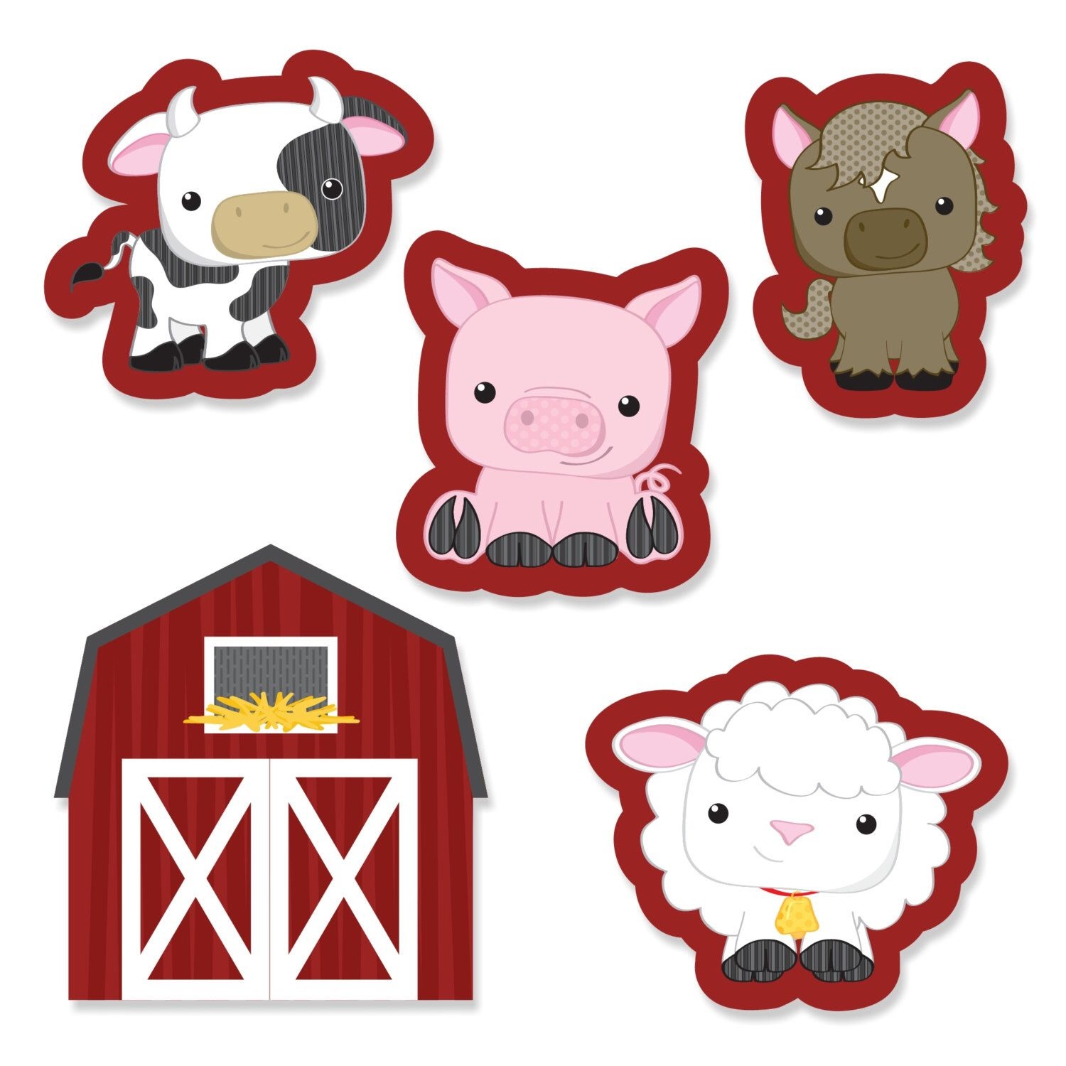 Farm Animals Diy Shaped Paper Cut Outs - Baby Shower Or Birthday - Free Printable Farm Animal Cutouts