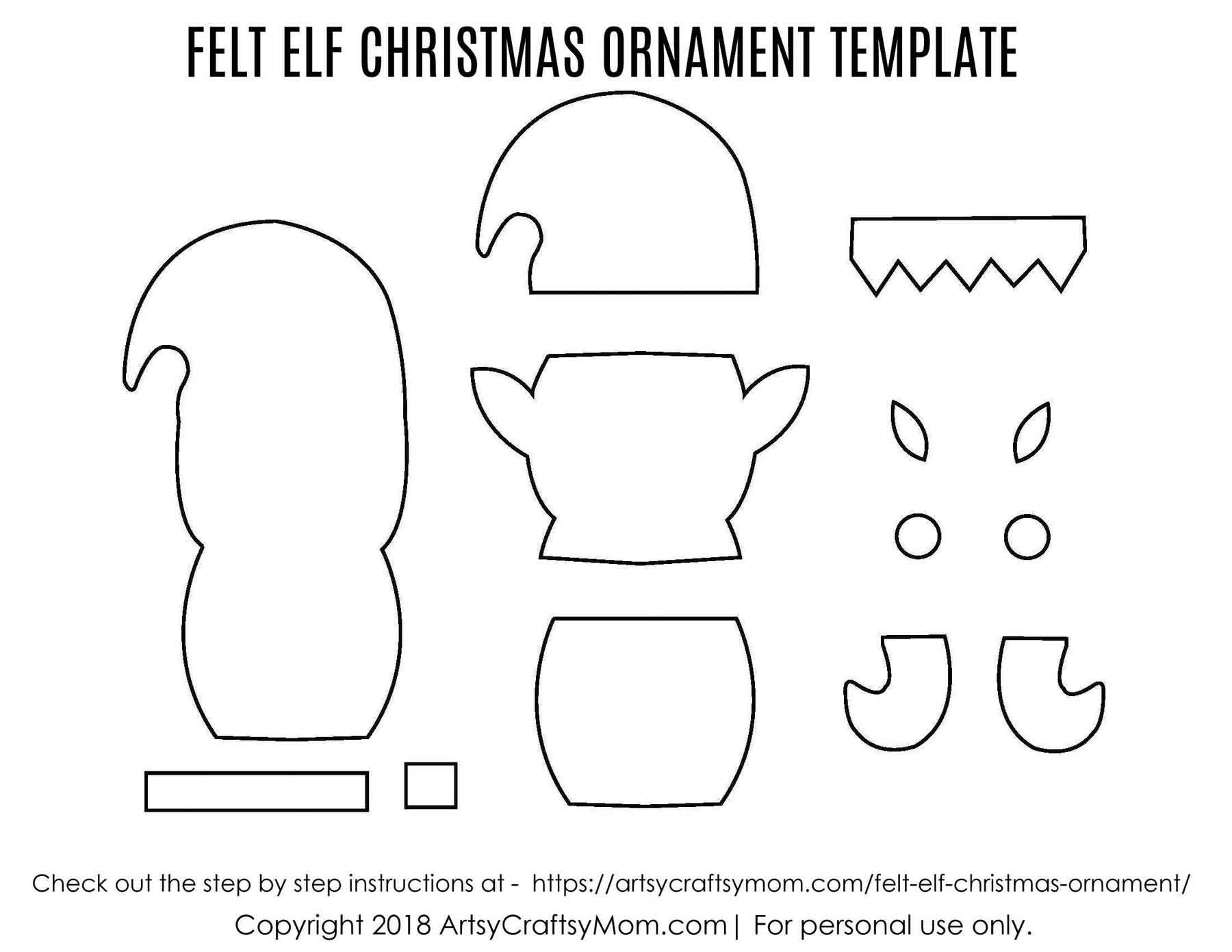 Felt Elf Christmas Ornament Craft - Free Printable Felt Christmas Ornament Patterns
