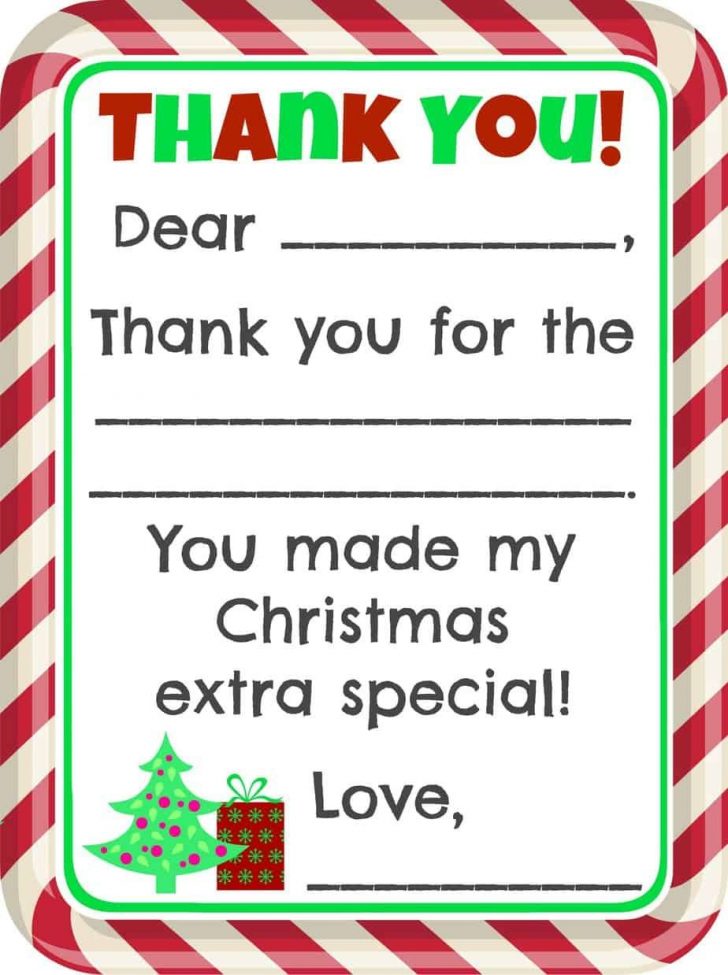 Free Christmas Thank You Notes Printable
