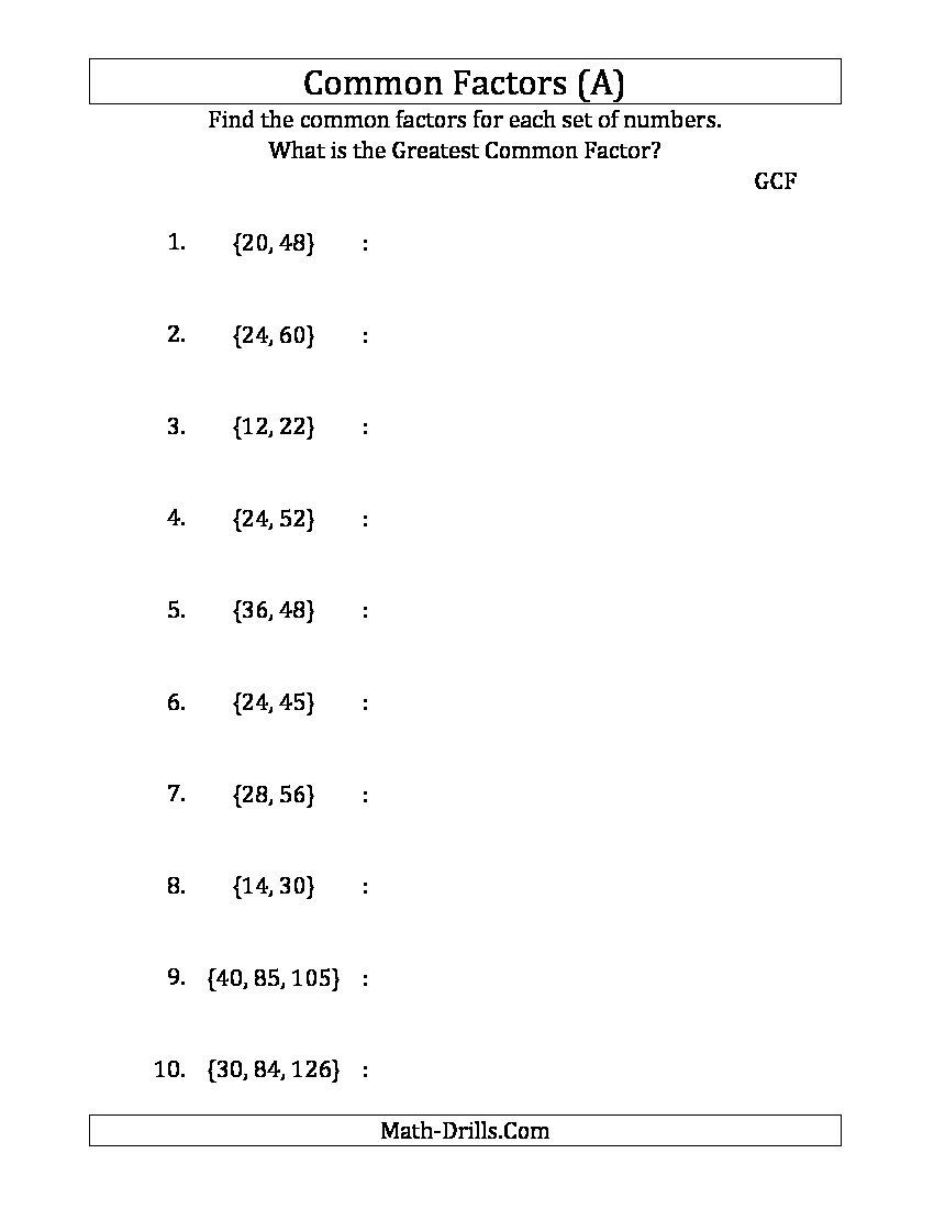 Find The Greatest Common Factor | 6Th Grade | Greatest Common - Free Printable Greatest Common Factor Worksheets