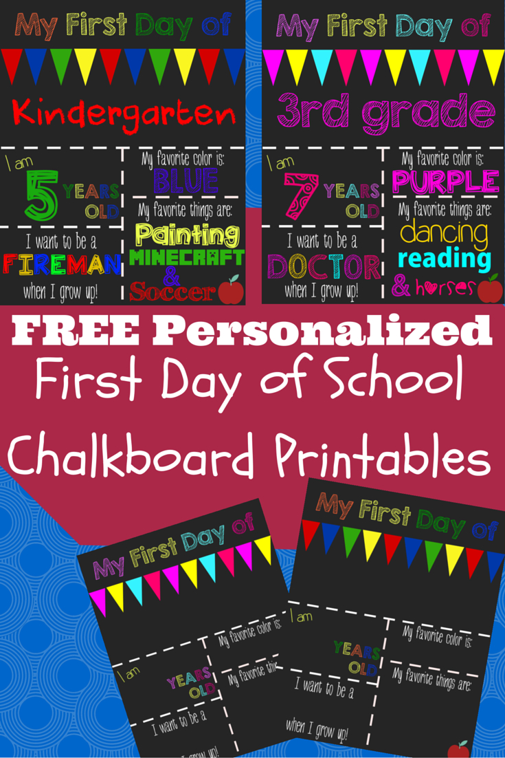 First Day Of School Printable Chalkboard Sign | School | 1St Day Of - My First Day Of Kindergarten Free Printable
