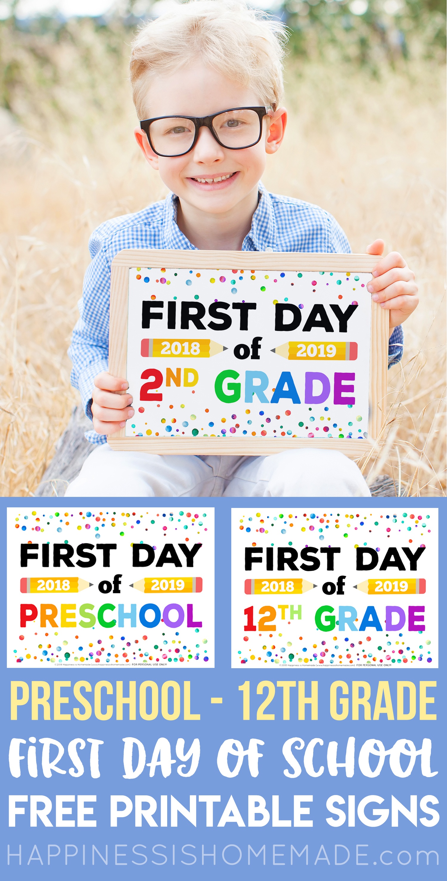First Day Of School Signs - Free Printables - Happiness Is Homemade - Free Printable Back To School