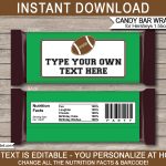 Football Hershey Candy Bar Wrappers | Personalized Candy Bars   Free Printable Birthday Candy Bar Wrappers