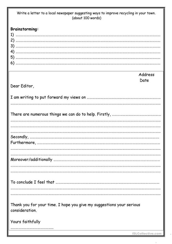 Free Printable Letter Writing Worksheets