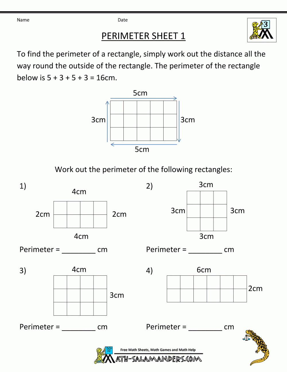 Free 3Rd Grade Math Worksheets Perimeter 1 | Geometry-Perimeter And - Free Printable Perimeter Worksheets 3Rd Grade