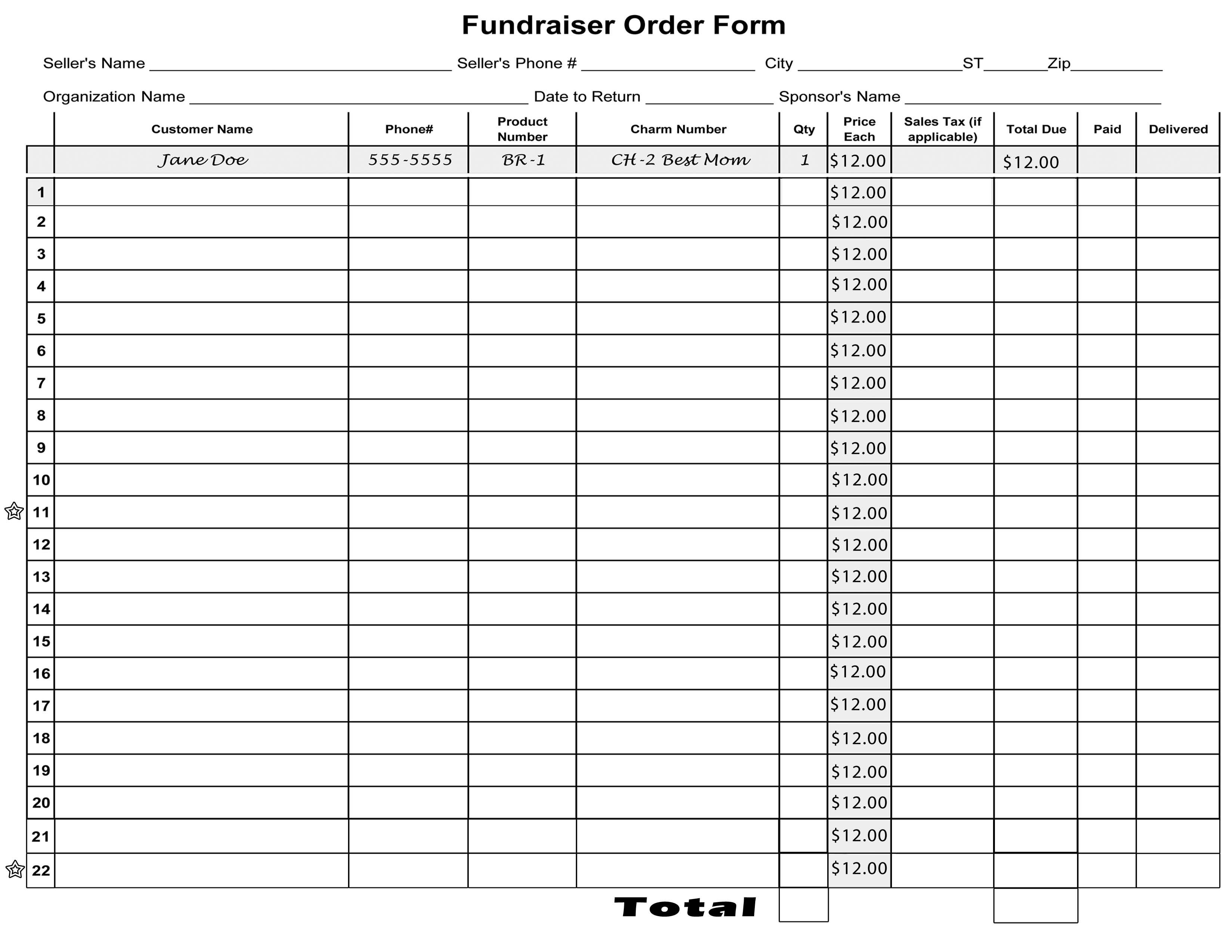Free Blank Order Form Template | Blank Fundraiser Order Form - Free Printable Scentsy Order Forms