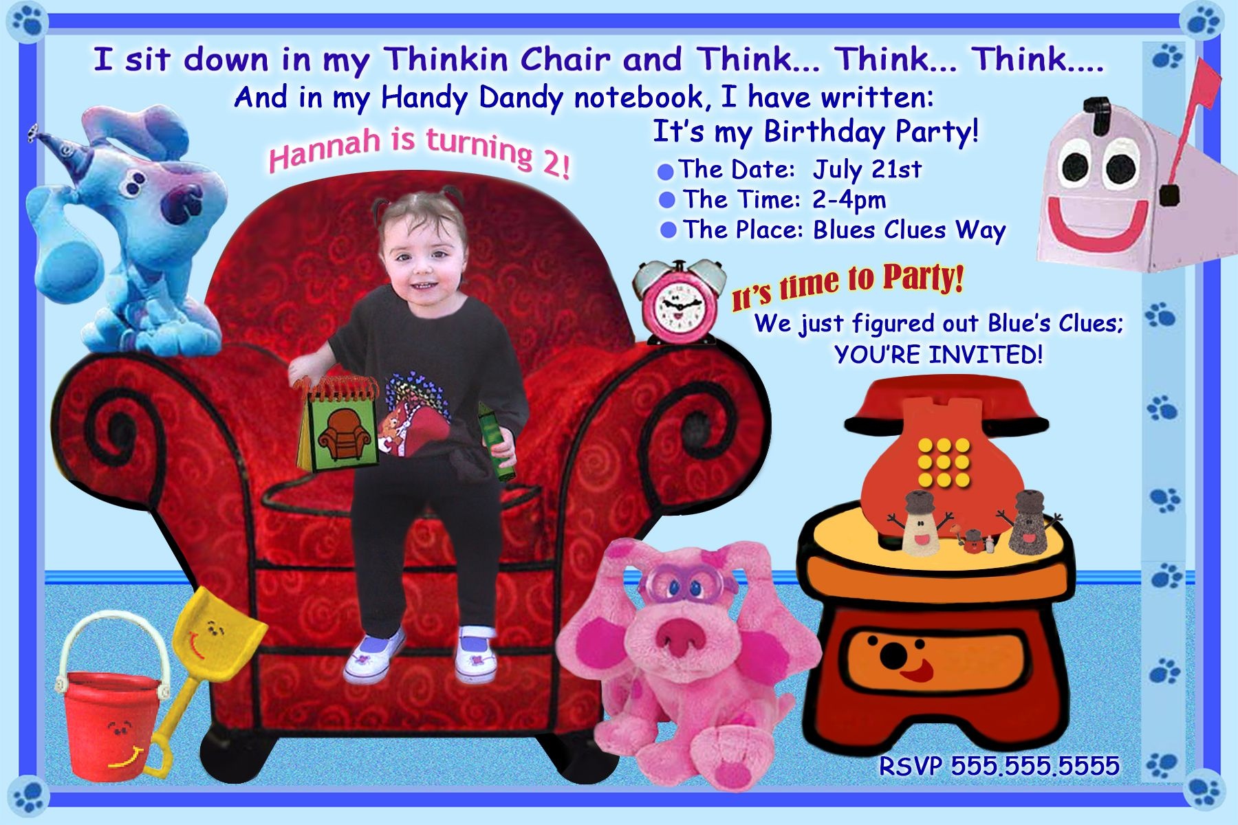 Blues Clues Birthday Party Personalized Printable Invitation Etsy