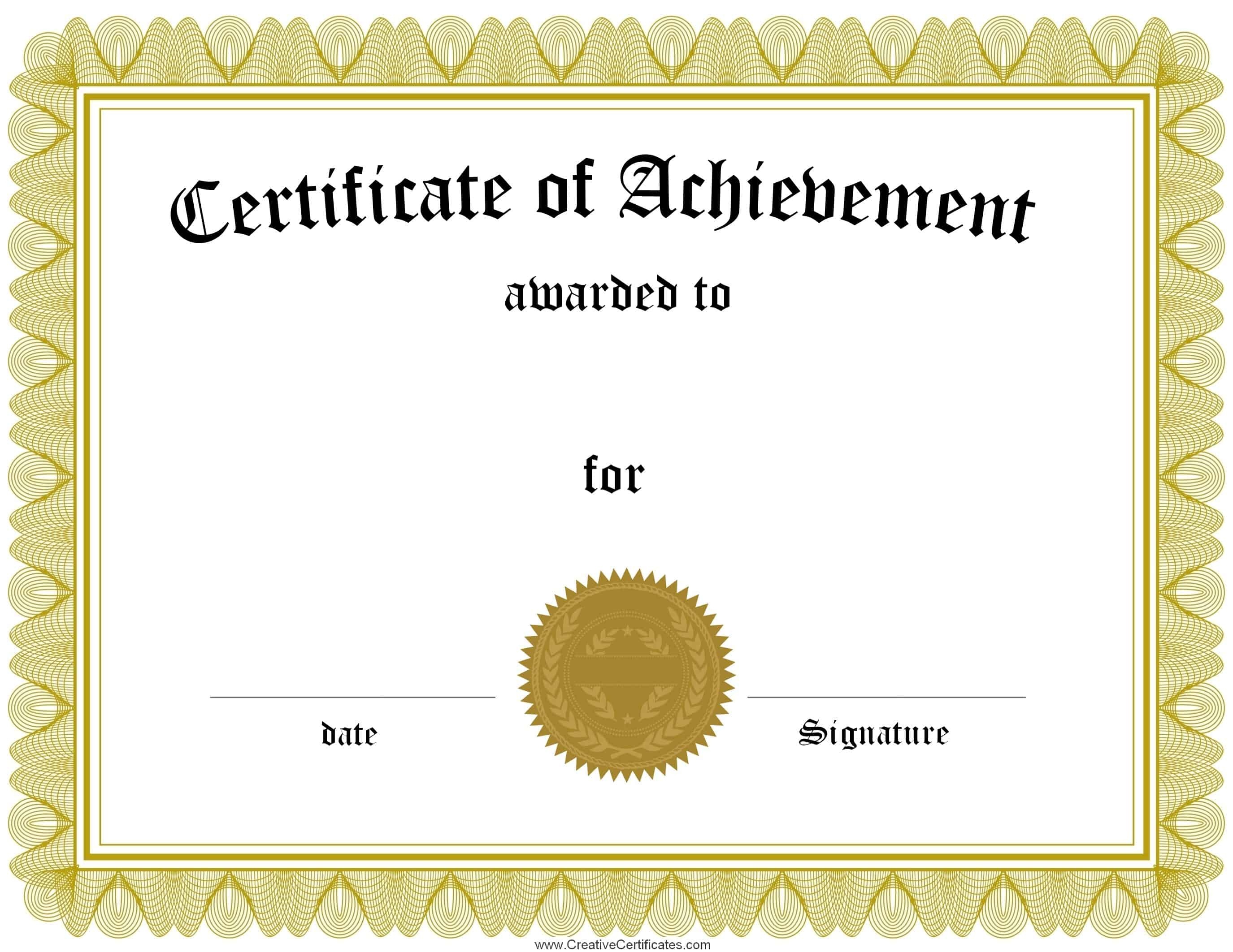Free Customizable Certificate Of Achievement - Free Printable Certificates Of Achievement