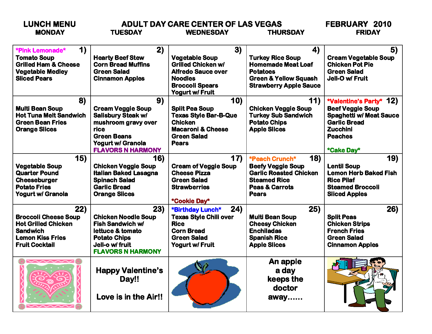 Free Printable Daycare Menus - Free Printable A To Z