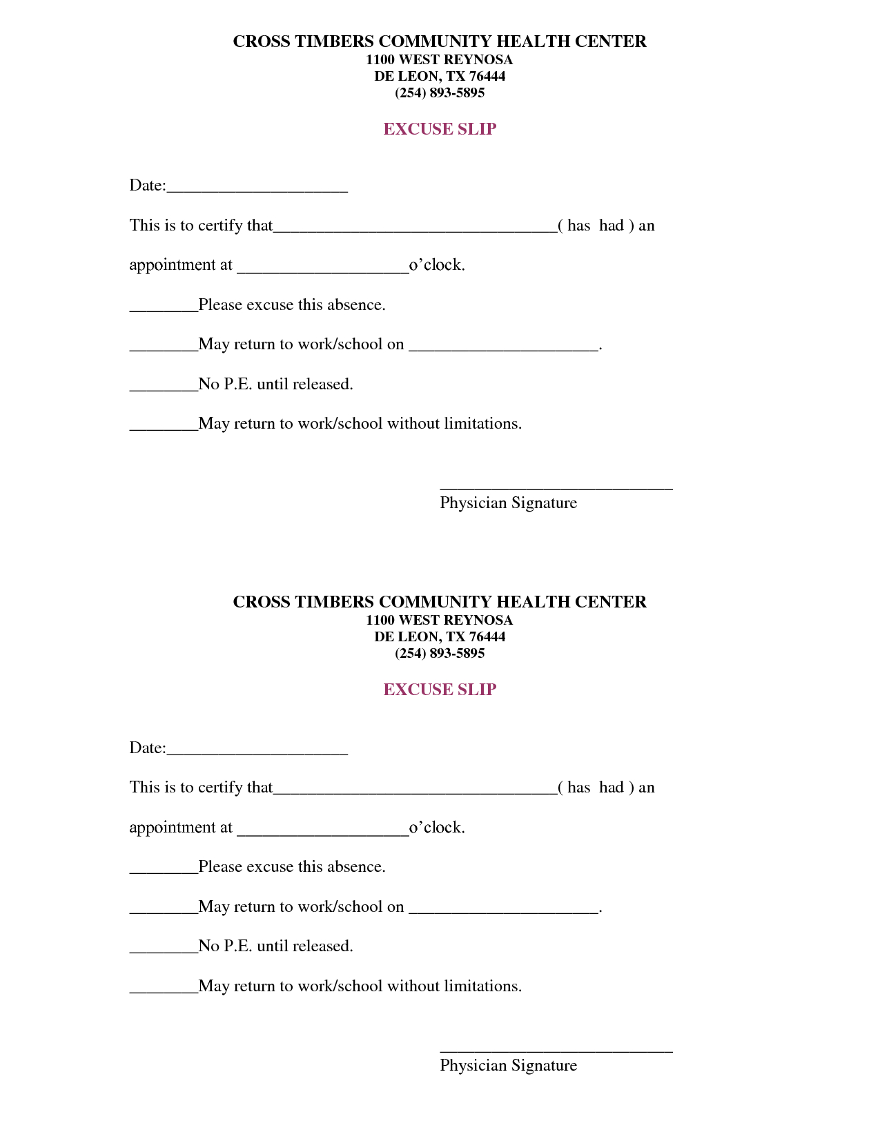 Free Printable Doctor Excuse Slips Free Printable A To Z