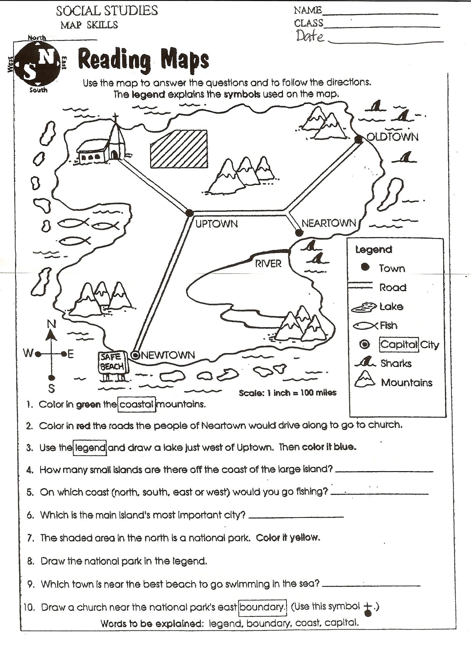 Free Elementary Worksheets On Reading Maps | Printableshelter | Kids - Free Printable 8Th Grade Social Studies Worksheets
