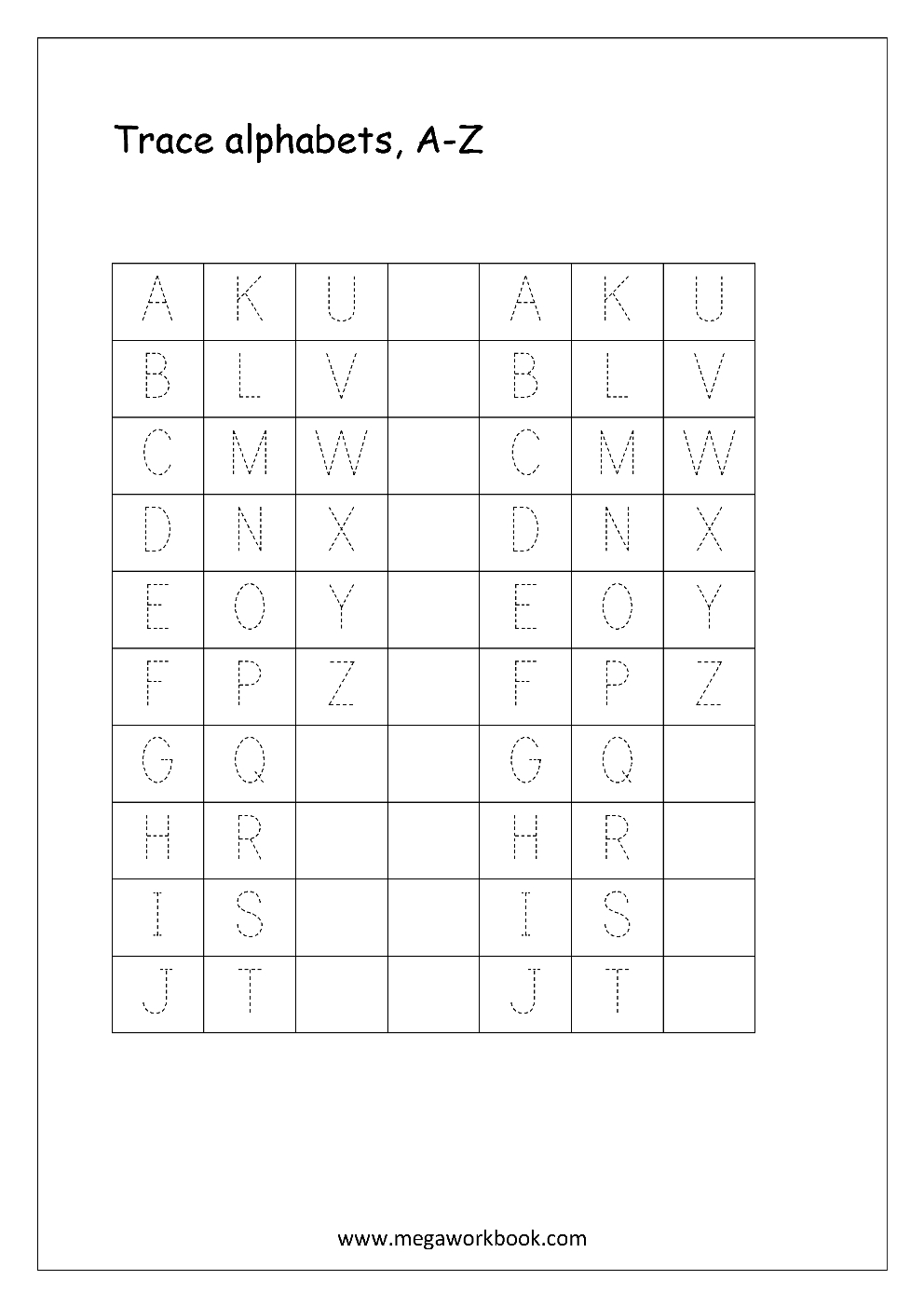 Free English Worksheets - Alphabet Tracing (Capital Letters - Free Printable Alphabet Tracing Worksheets