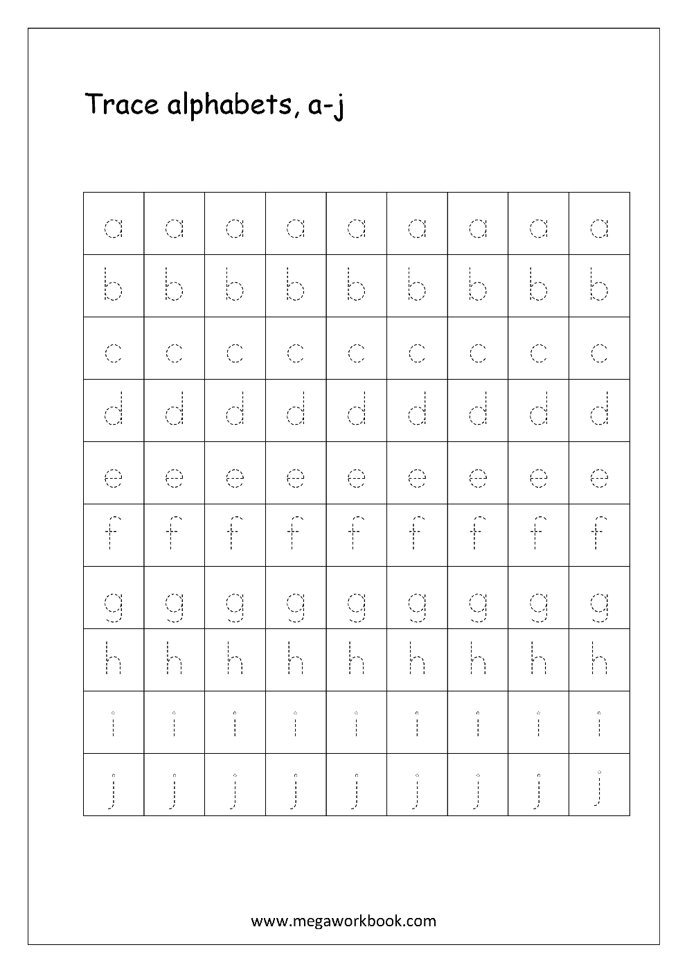 Free English Worksheets - Alphabet Tracing (Small Letters) - Letter - Free Printable Traceable Letters