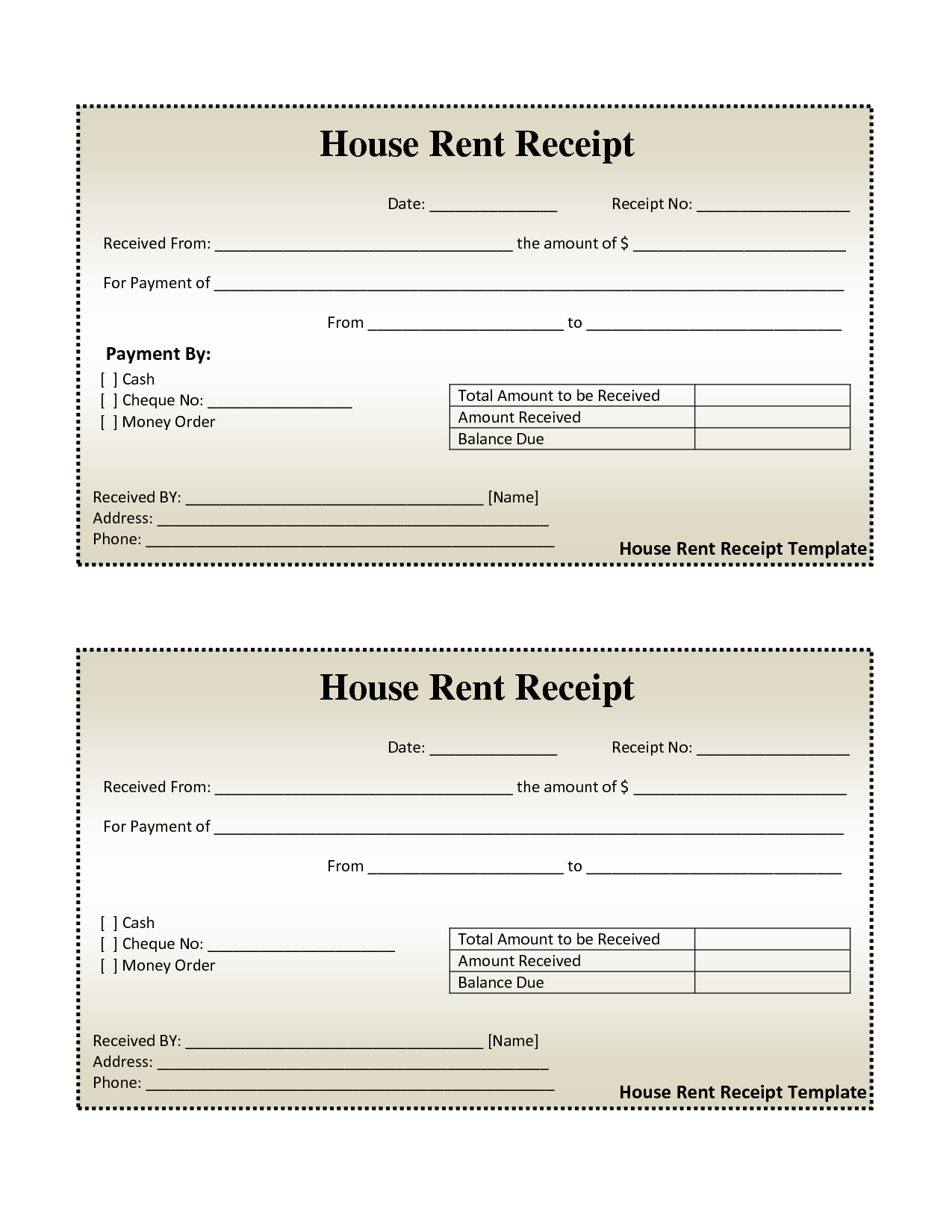 Free House Rental Invoice | House Rent Receipt Template - Doc - Free Printable Rent Receipt
