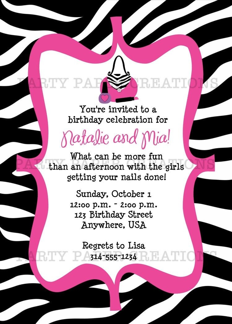 Free Invitations To Print |  Birthday Invitation - Glamour Girl - Free Printable Zebra Print Birthday Invitations