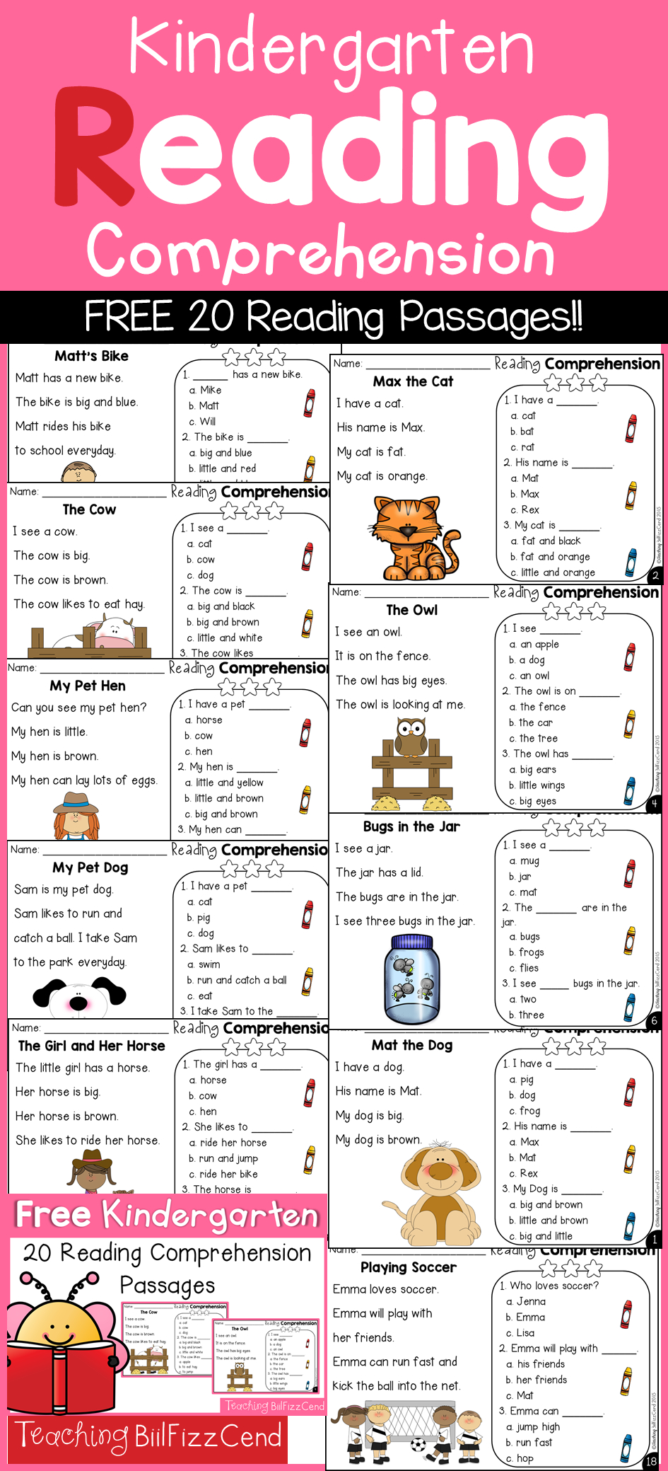 Free Kindergarten Reading Comprehension And Questions | Reading - Free Printable Reading Assessment Test