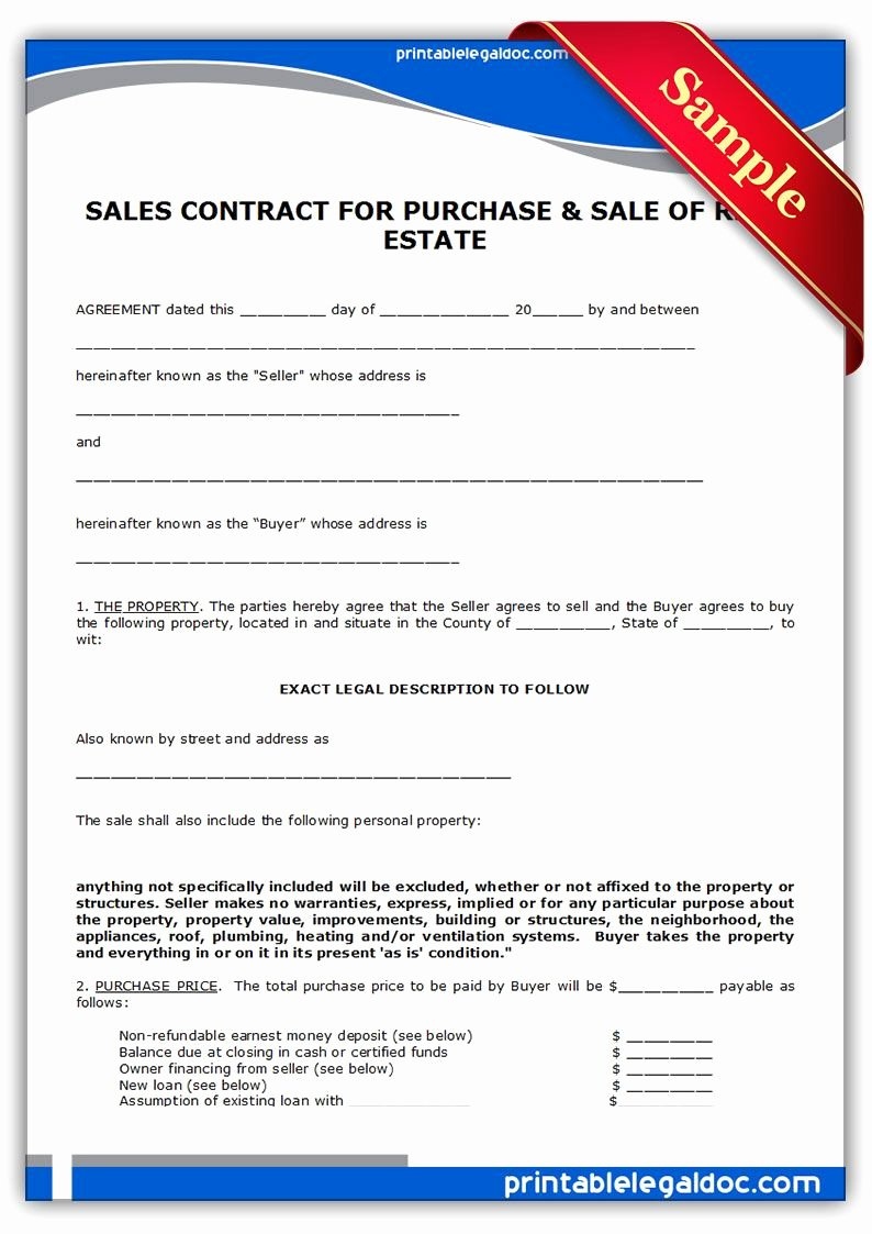 Free Land Contract Template | Asylumscience - Free Printable Land Contract Forms